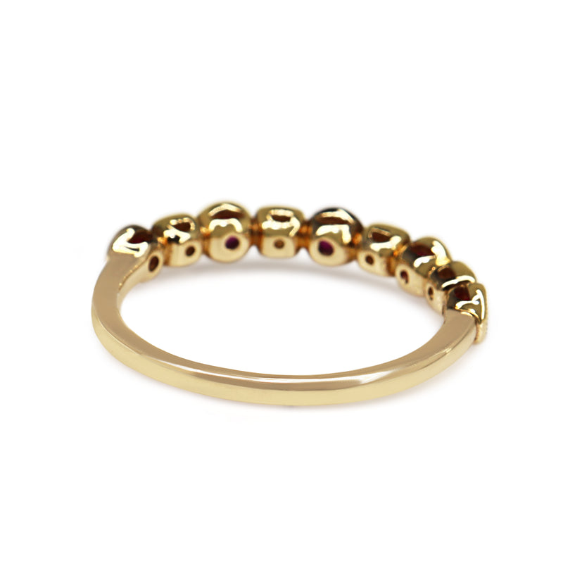 9ct Yellow Gold Ruby and Diamond Vintage Style Band Ring