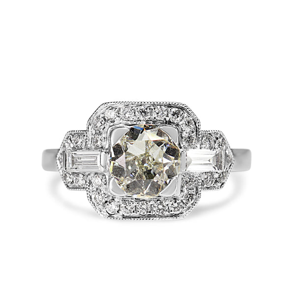 Platinum Art Deco Style 1.25ct Old Cut Diamond Ring