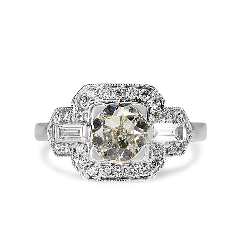 Platinum Art Deco Style 1.25ct Old Cut Diamond Ring