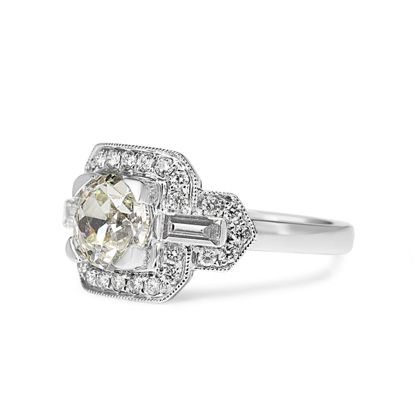 Platinum Art Deco Style 1.25ct Old Cut Diamond Ring