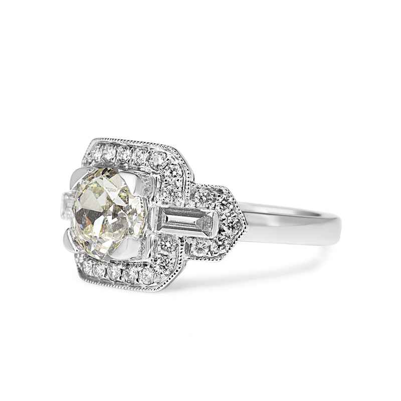 Platinum Art Deco Style 1.25ct Old Cut Diamond Ring