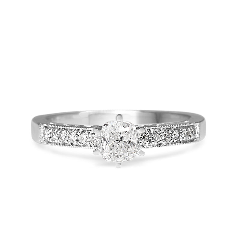 18ct White Gold Cushion Diamond Solitaire Ring