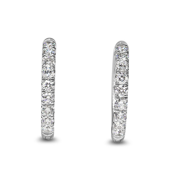 9ct White Gold .65ct Diamond Hoop Earrings