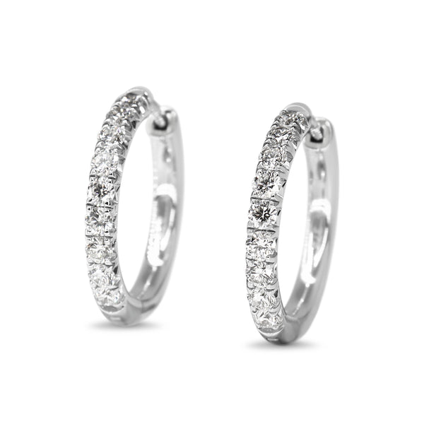 9ct White Gold .65ct Diamond Hoop Earrings