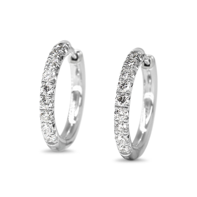 9ct White Gold .65ct Diamond Hoop Earrings