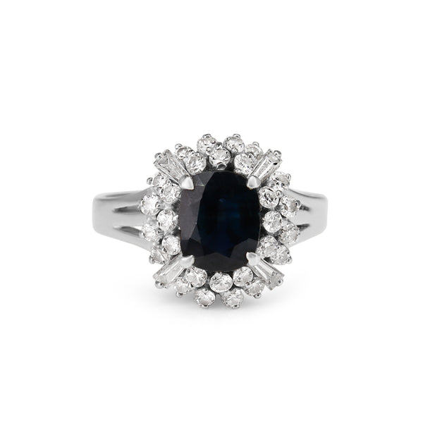 14ct White Gold Sapphire and Diamond Cluster Ring