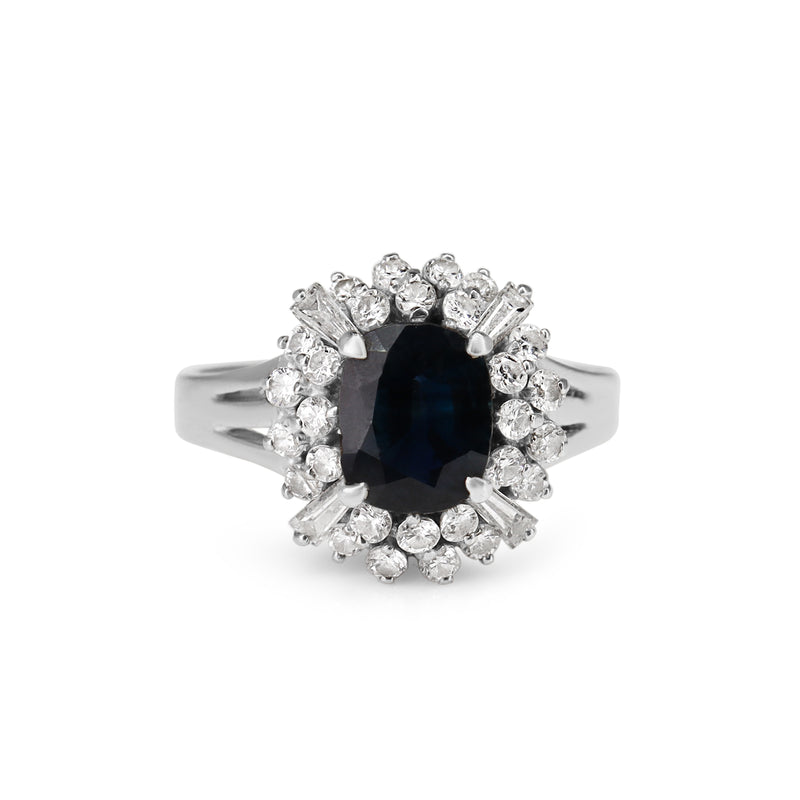 14ct White Gold Sapphire and Diamond Cluster Ring