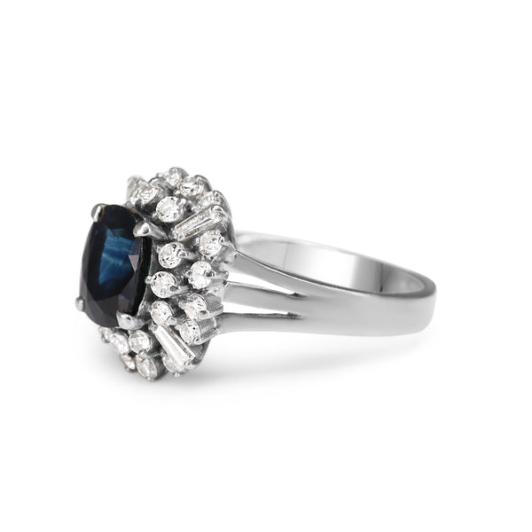 14ct White Gold Sapphire and Diamond Cluster Ring