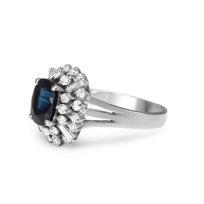 14ct White Gold Sapphire and Diamond Cluster Ring