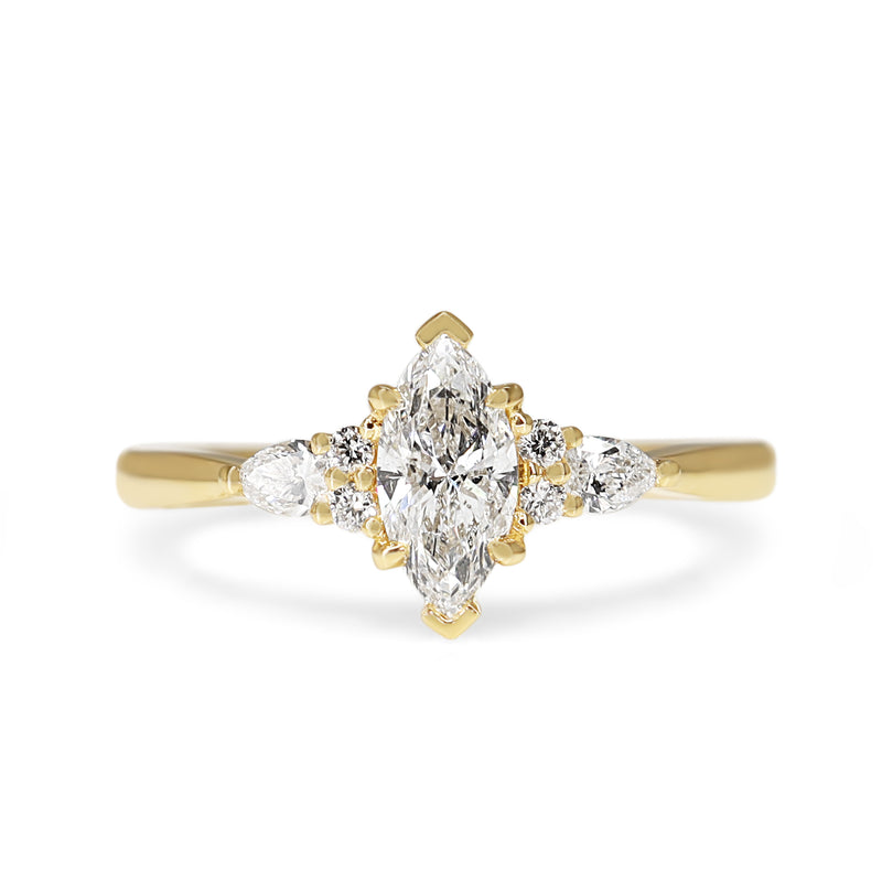 18ct Yellow Gold Marquise and Pear Diamond Ring