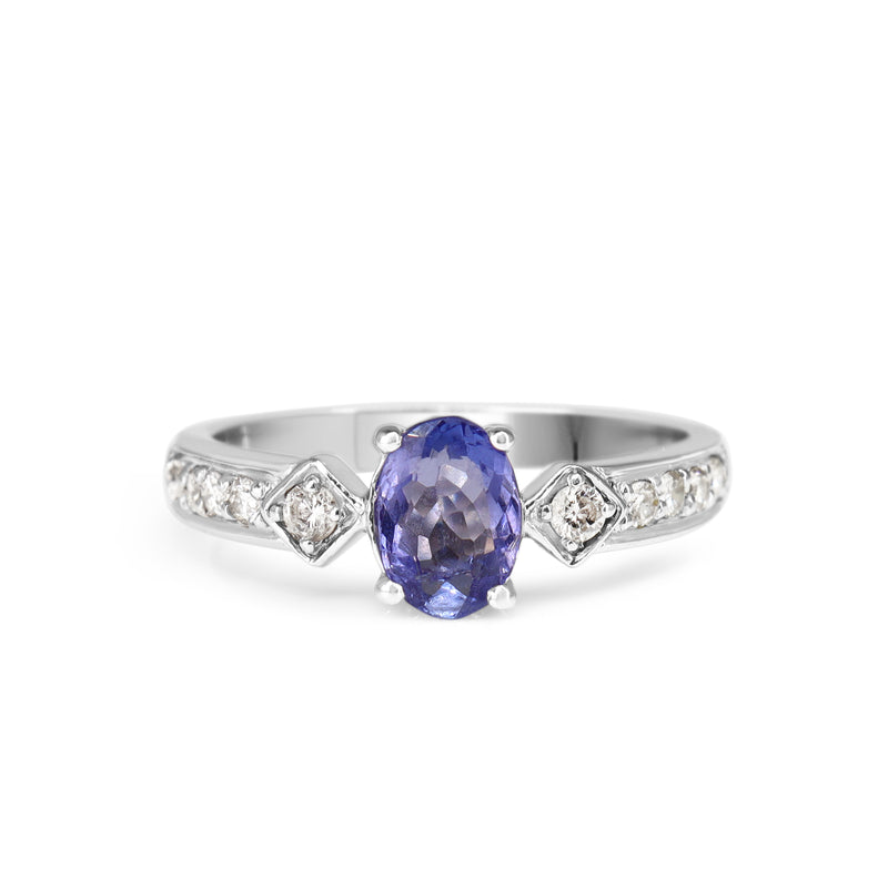 14ct White Gold Tanzanite and Diamond Ring