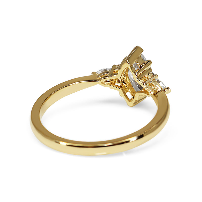 18ct Yellow Gold Marquise and Pear Diamond Ring