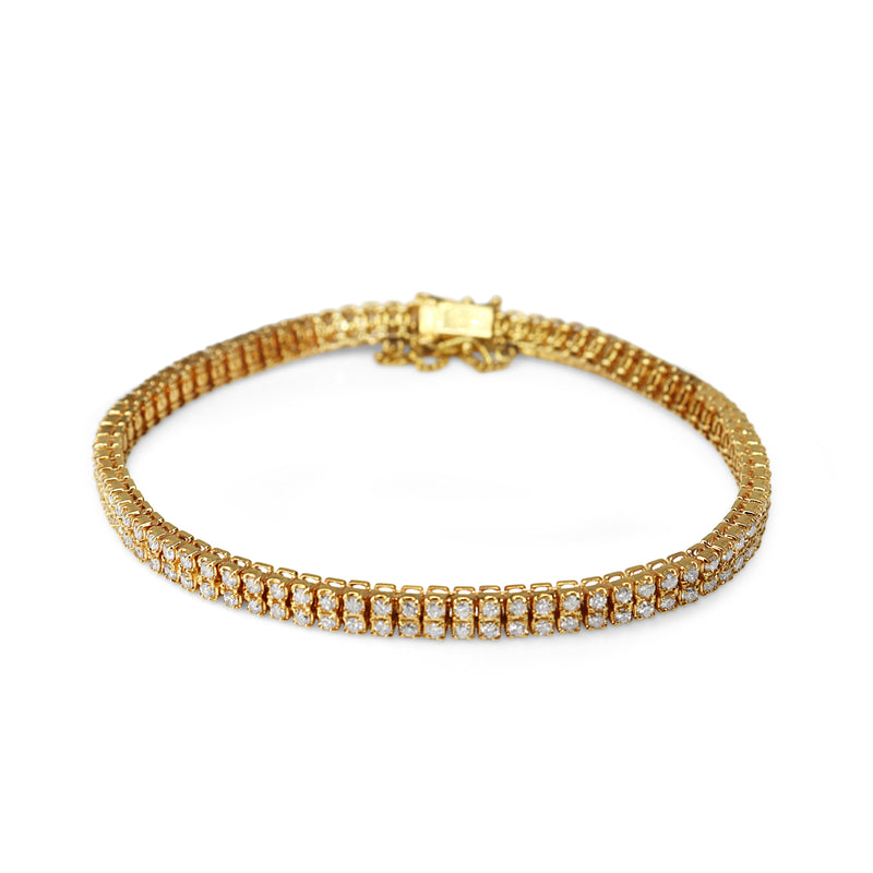 18ct Yellow Gold 3.00ct Double Row Diamond Bracelet
