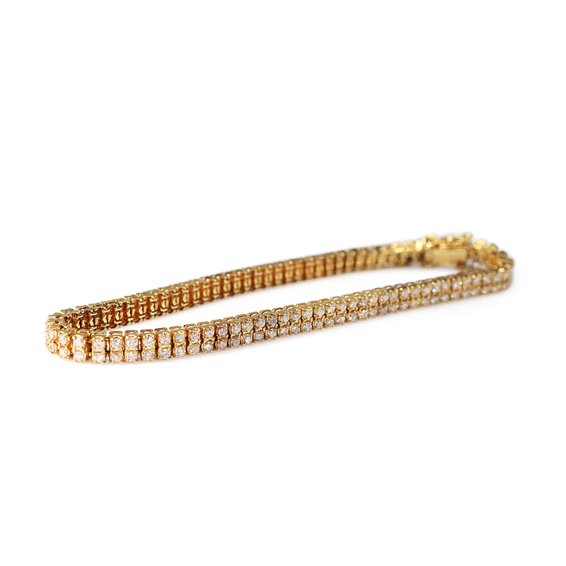 18ct Yellow Gold 3.00ct Double Row Diamond Bracelet