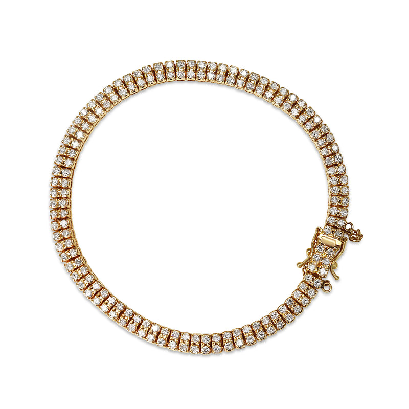 18ct Yellow Gold 3.00ct Double Row Diamond Bracelet