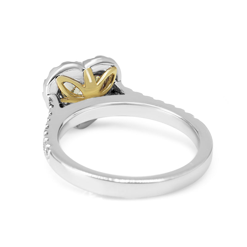 18ct Yellow and White Gold Yellow Heart Diamond Halo Ring