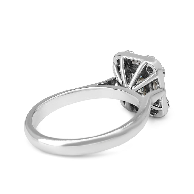 18ct White Gold Emerald, Baguette and Brilliant Cut Deco Style Diamond Ring