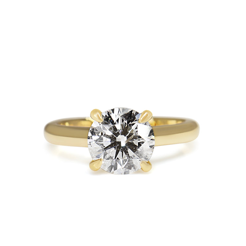 18ct Yellow Gold 4 Claw 2.10ct Brilliant Cut Diamond Solitaire Ring