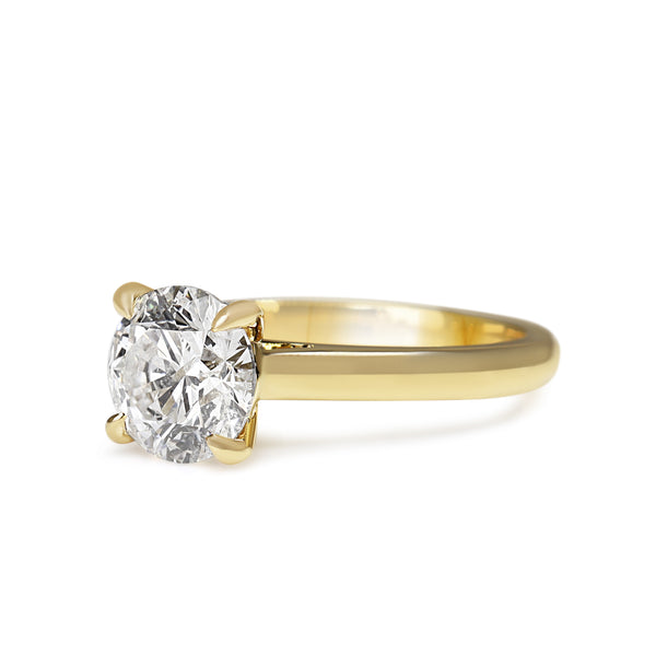 18ct Yellow Gold 4 Claw 2.10ct Brilliant Cut Diamond Solitaire Ring