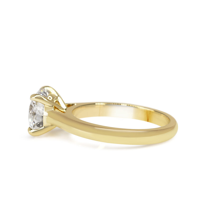 18ct Yellow Gold 4 Claw 2.10ct Brilliant Cut Diamond Solitaire Ring