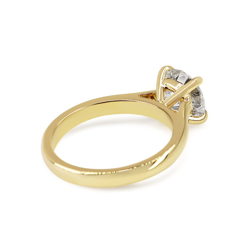 18ct Yellow Gold 4 Claw 2.10ct Brilliant Cut Diamond Solitaire Ring