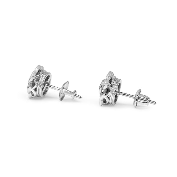 18ct White Gold Diamond Daisy Stud Earrings