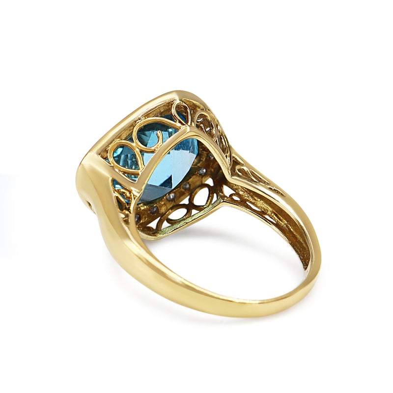 9ct Yellow Gold Topaz and Diamond Ring