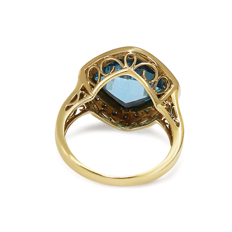 9ct Yellow Gold Topaz and Diamond Ring
