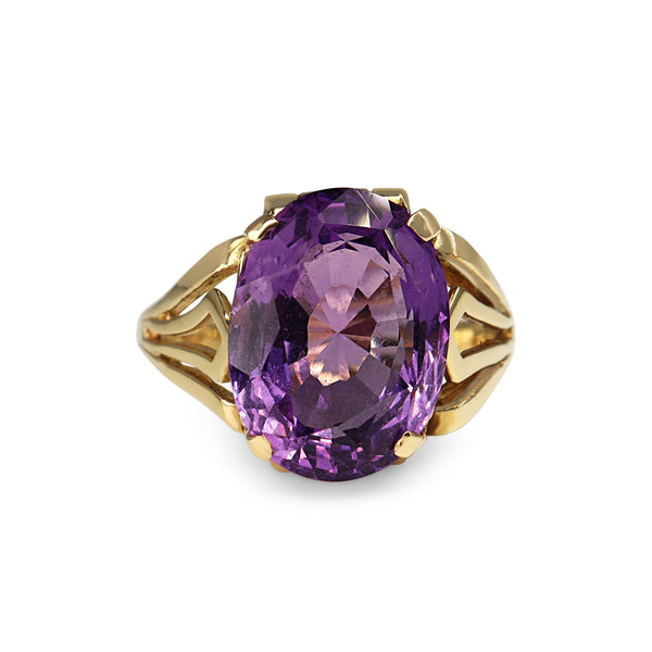 18ct Yellow Gold Amethyst Vintage Ring