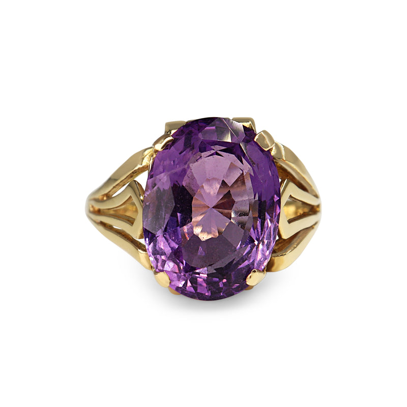 18ct Yellow Gold Amethyst Vintage Ring