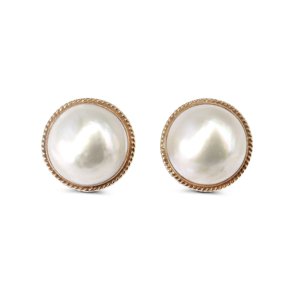 14ct Yellow Gold Mabé Pearl Stud Earrings