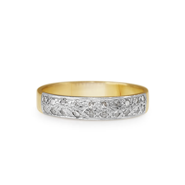 18ct Yellow and White Gold Single Cut Diamond Band Ring