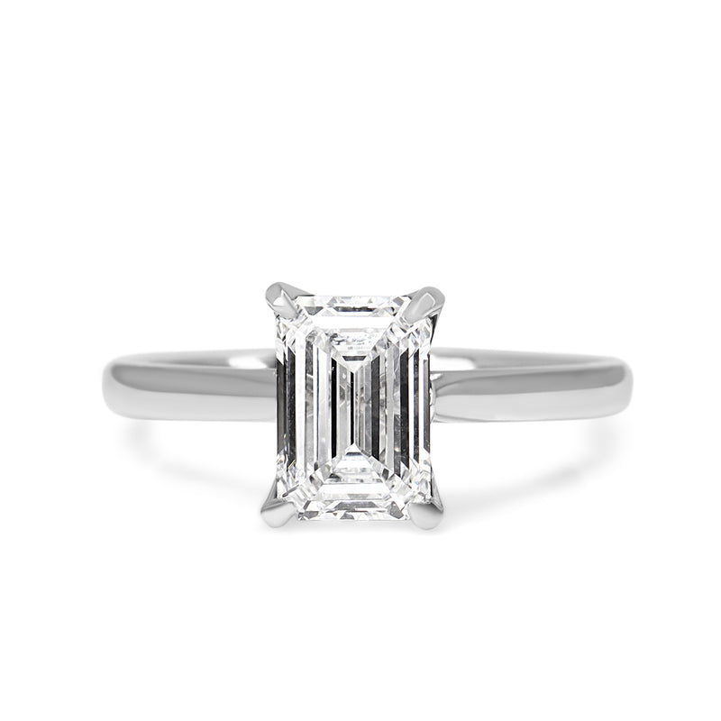 Platinum 1.59ct Emerald Cut Lab Grown Diamond Solitaire Ring