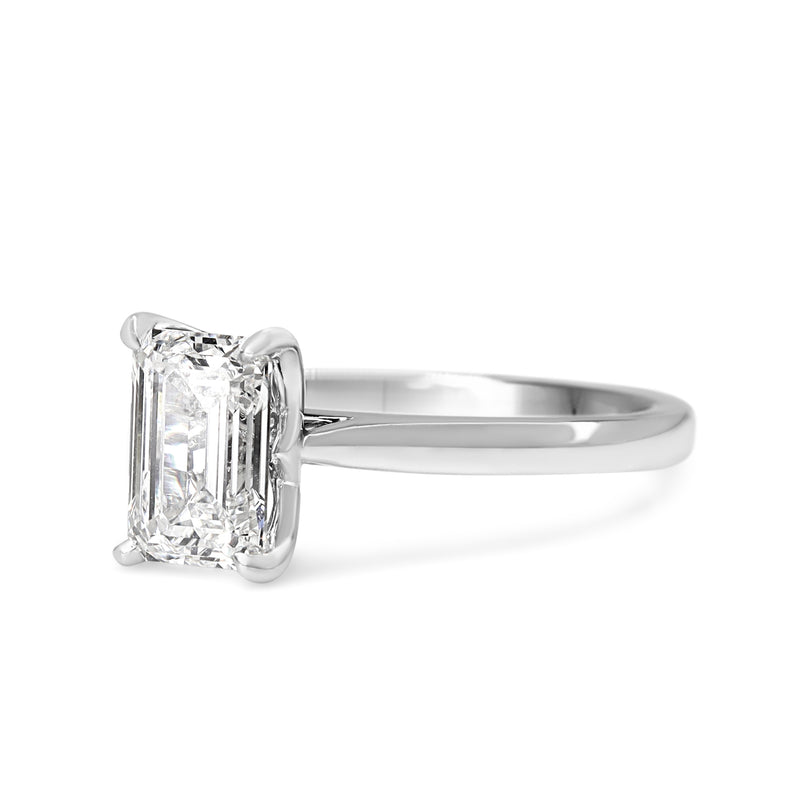 Platinum 1.59ct Emerald Cut Lab Grown Diamond Solitaire Ring