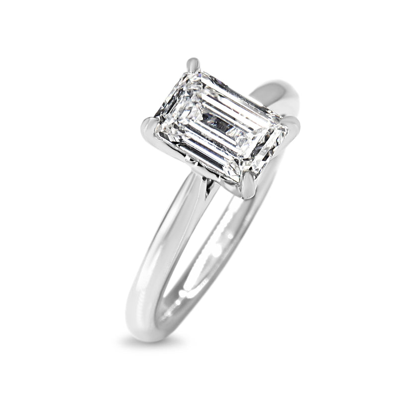 Platinum 1.59ct Emerald Cut Lab Grown Diamond Solitaire Ring