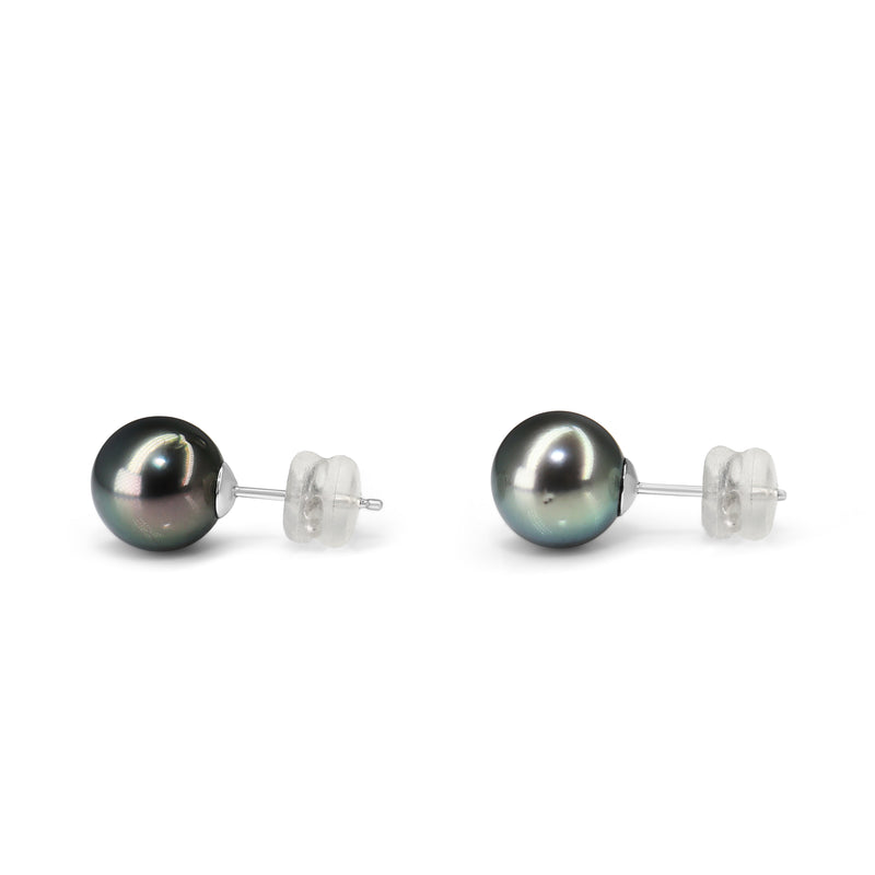 18ct White Gold Tahitian 9.5mm Pearl Stud Earrings