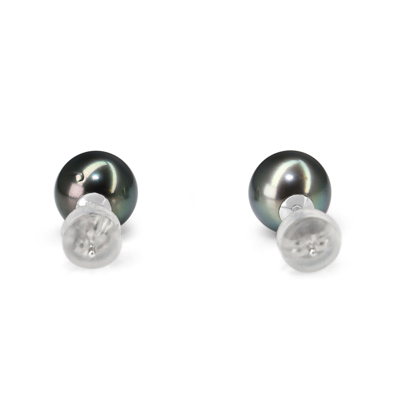 18ct White Gold Tahitian 9.5mm Pearl Stud Earrings