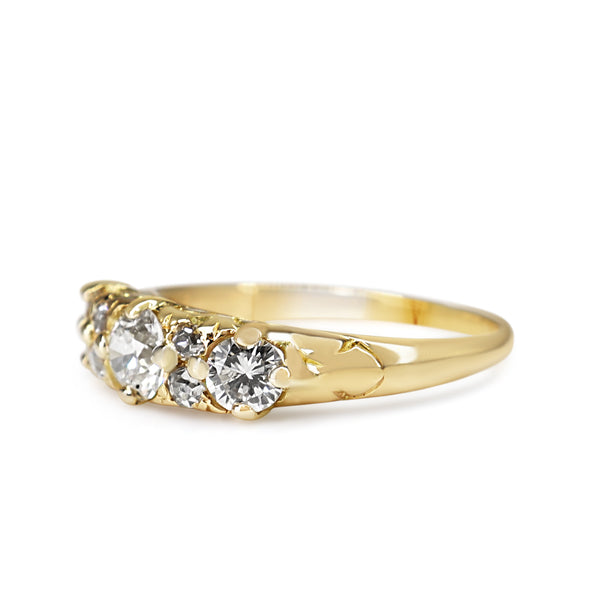 18ct Yellow Gold Antique Old Cut 3 Stone Diamond Ring