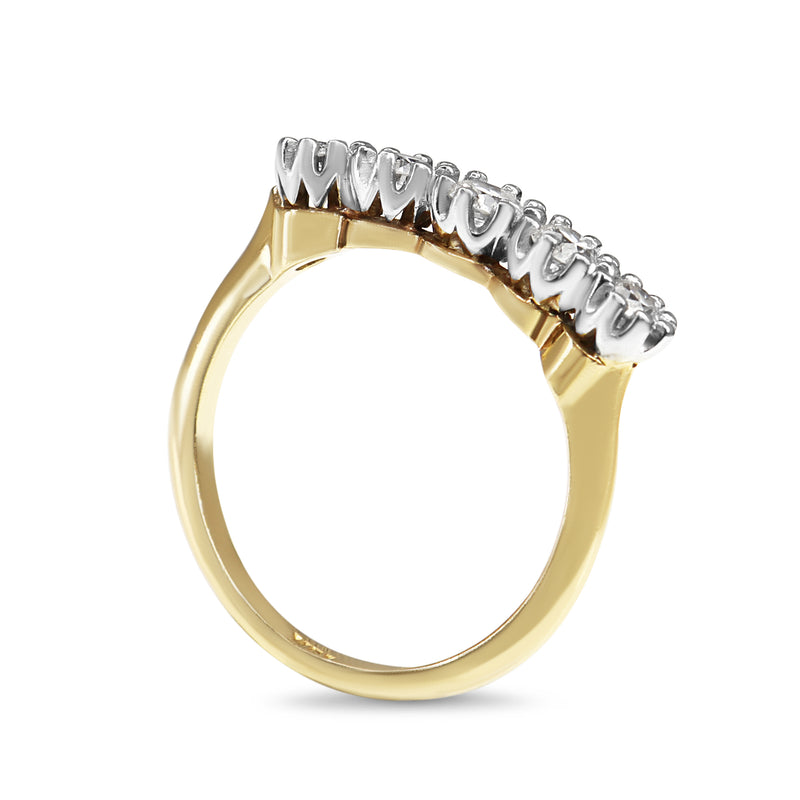 18ct Yellow and White Gold Vintage Old Cut 5 Stone Diamond Ring