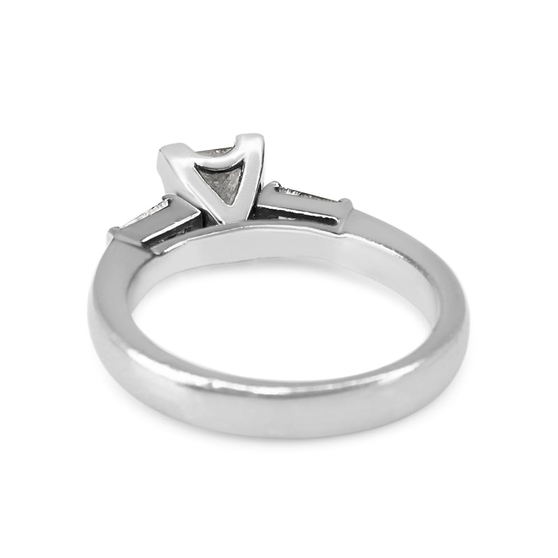 18ct White Gold Princess and Tapered Baguette 3 Stone Diamond Ring