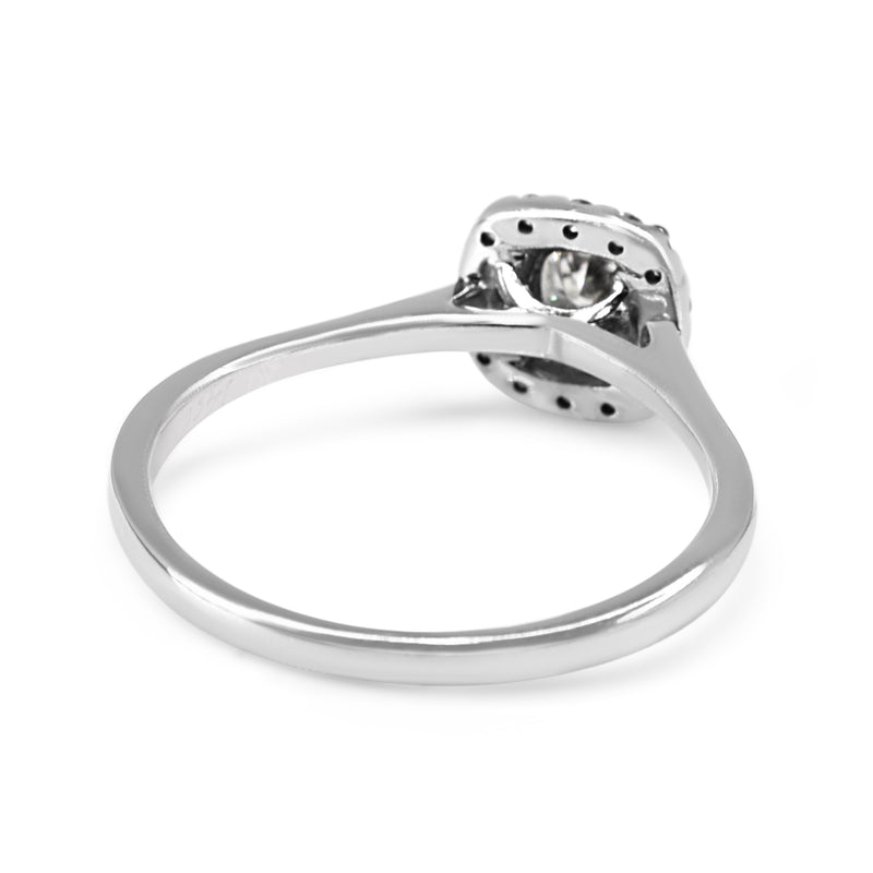 14ct White Gold Cushion Cut Diamond Halo Ring