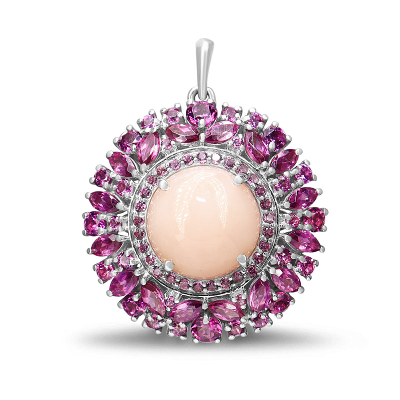 Silver Opal and Garnet Pendant