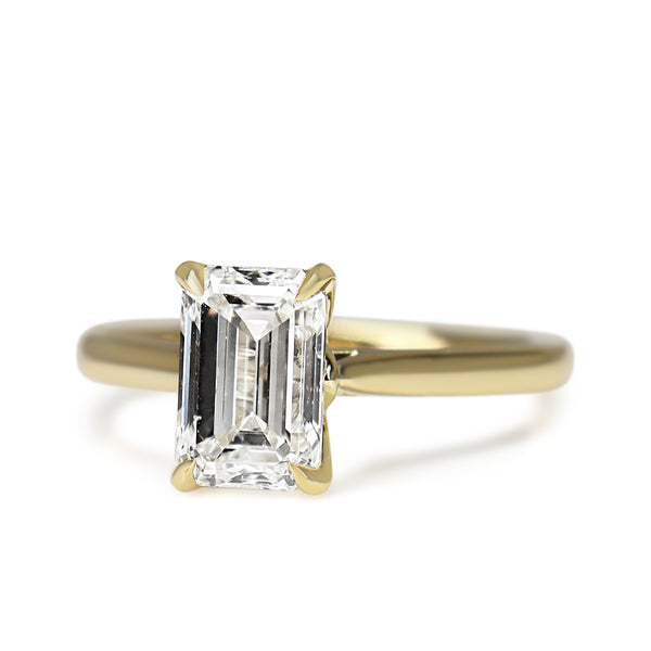 18ct Yellow Gold 2.02ct Emerald Cut Diamond Solitaire Ring