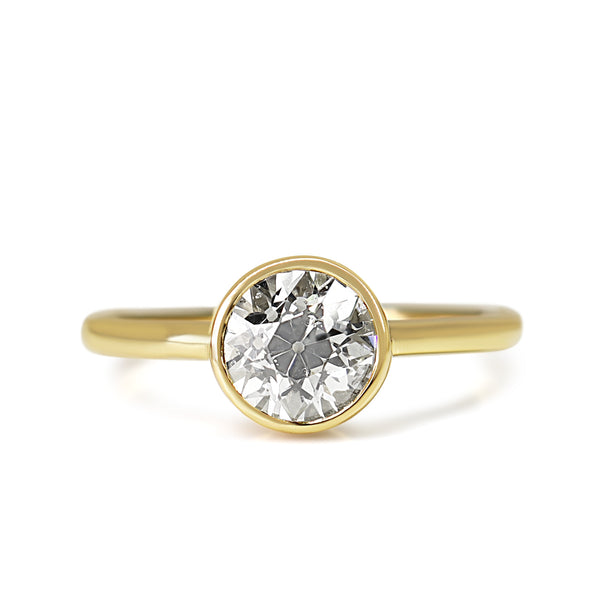 18ct Yellow Gold 1.30ct Old Cut Diamond Bezel Solitaire Ring