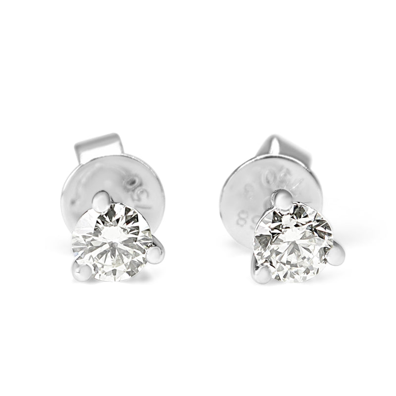 18ct White Gold 3 Claw .50ct Diamond Stud Earrings