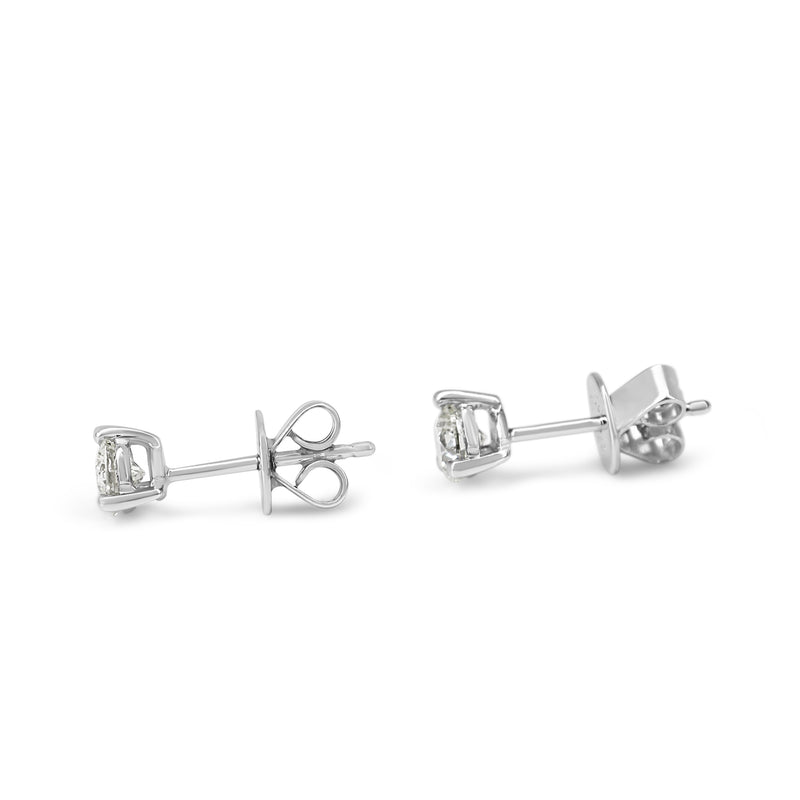18ct White Gold 3 Claw .50ct Diamond Stud Earrings