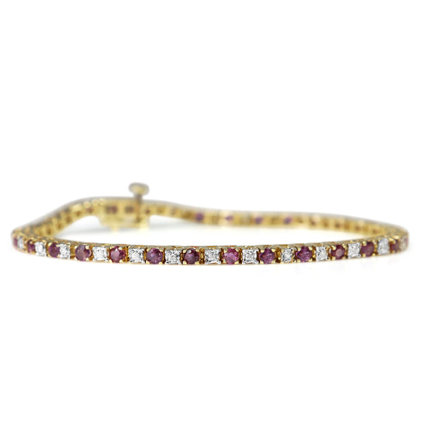 14ct Yellow Gold Ruby and Diamond Bracelet