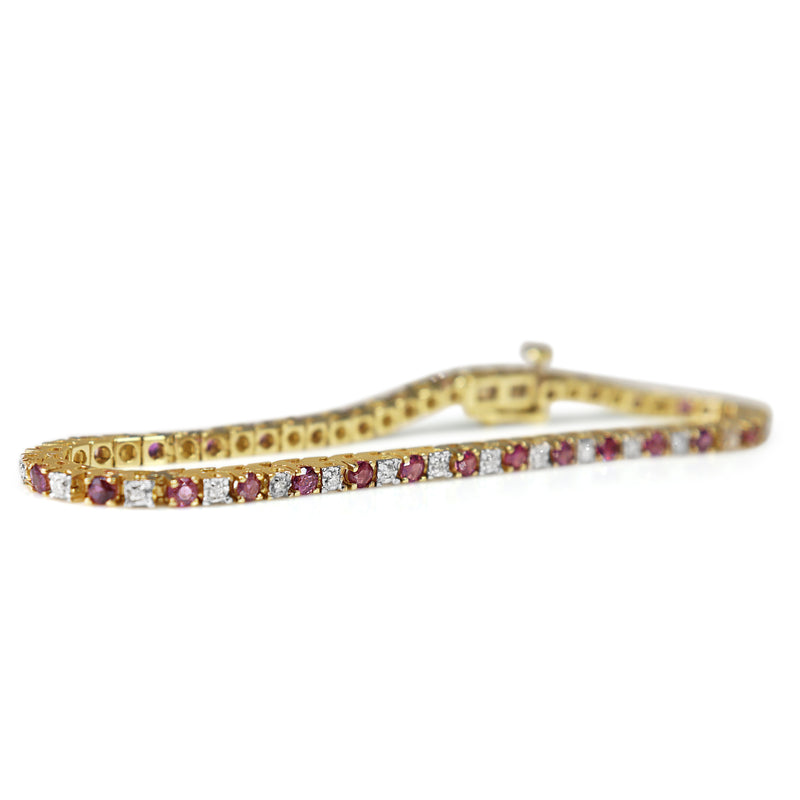 14ct Yellow Gold Ruby and Diamond Bracelet