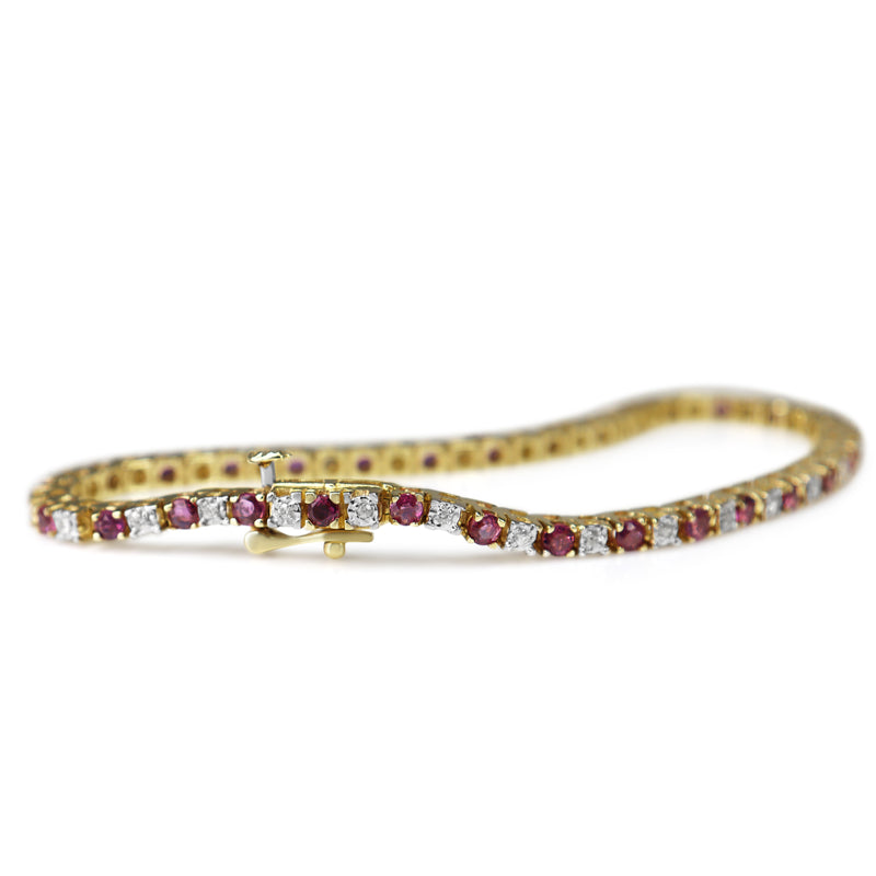 14ct Yellow Gold Ruby and Diamond Bracelet