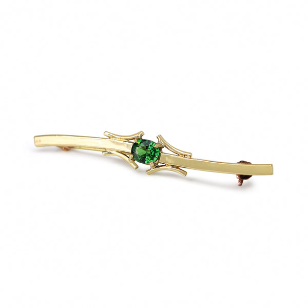18ct Yellow Gold Green Garnet Brooch